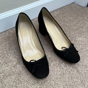 J.Crew Black Suede Ballet Block Heel Shoes Size 7